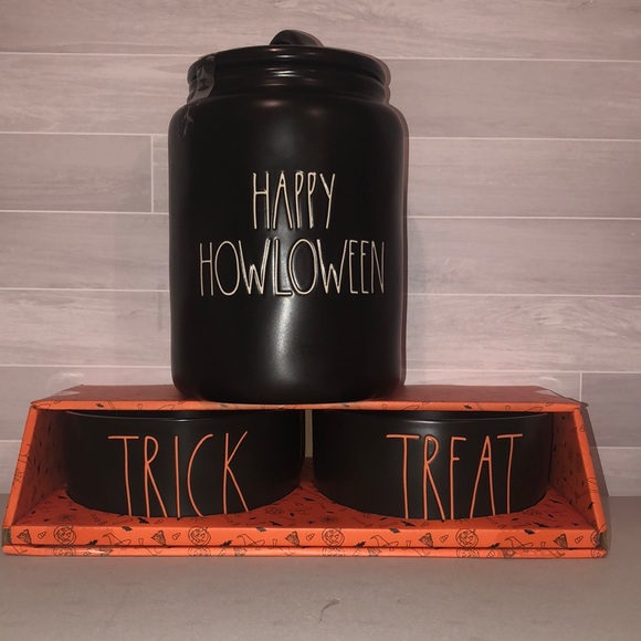 Rae Dunn Other - Rae Dunn TRICK TREAR Dog Bowls with canister